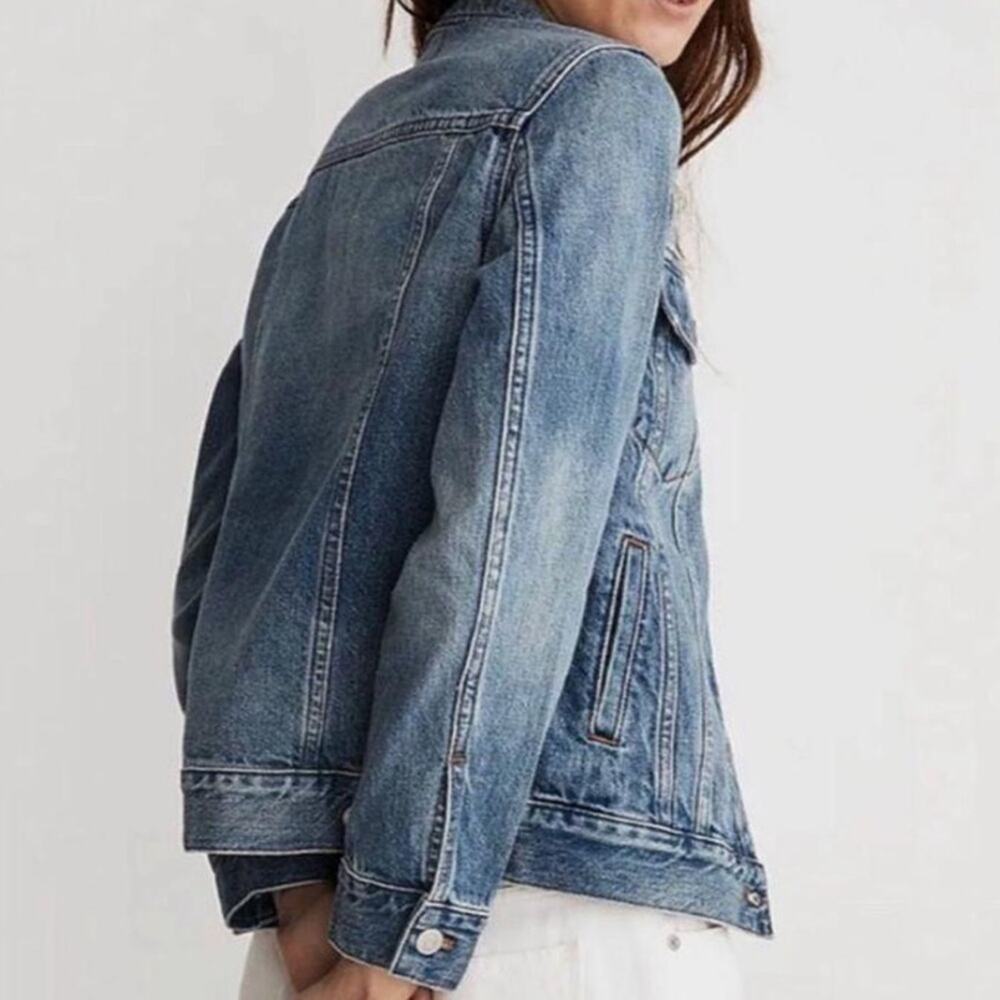 Madewell Blue Distressed Cotton Denim Jacket M - Picture 3 of 8